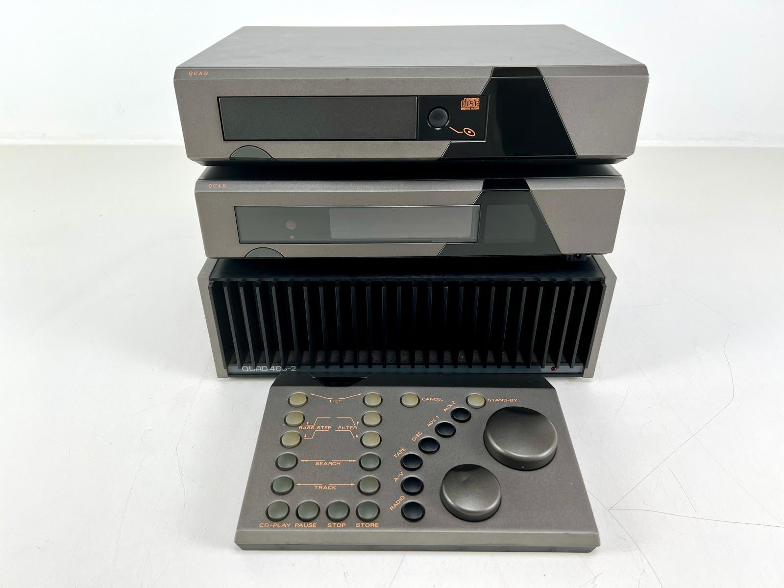 Quad 405-2 eindversterker + Quad 66 voorversterker + Quad 66 cd-speler set met afstandsbediening