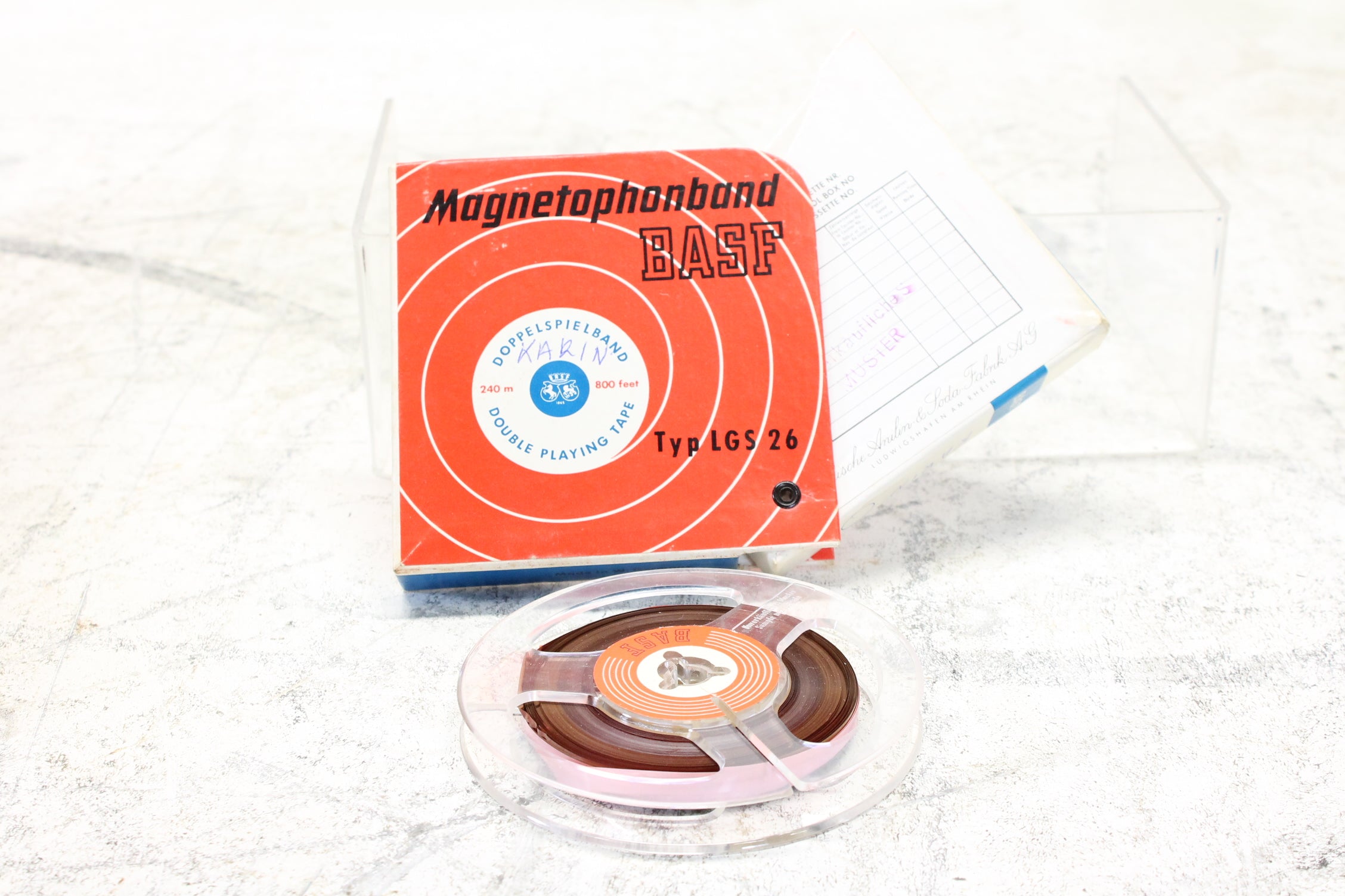 BASF Magnetophonband 1/4" reel tape 4" in box LGS 26 USED