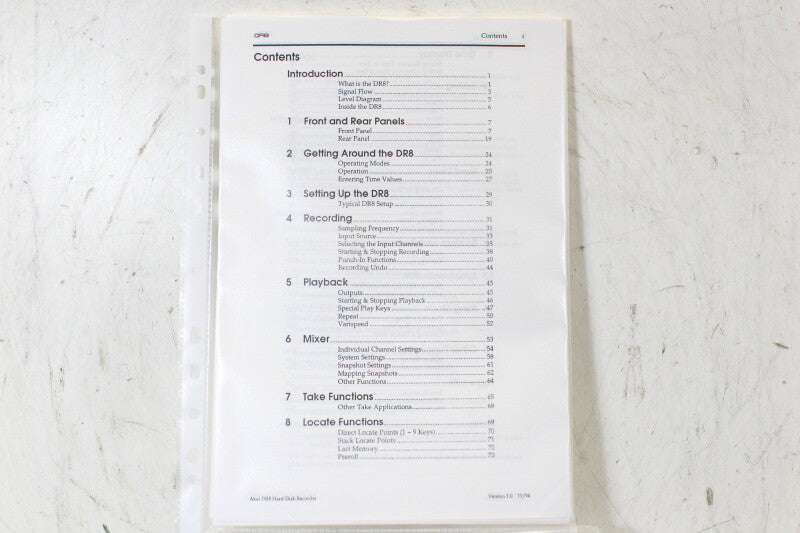 Akai DR8 Hard Disk Recorder Operation Manual