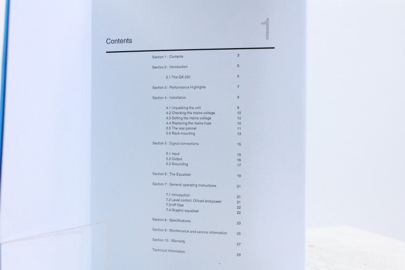 Apex GX Series Graphic Equalisers GX230 User Manual