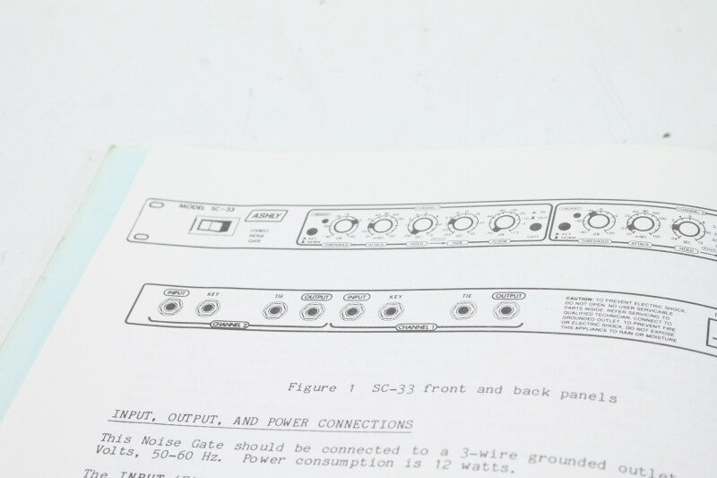 Ashly SC-33 Stereo Noise Gate Operating Instructions