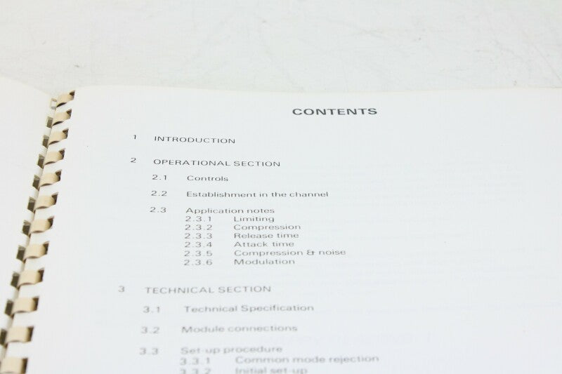 Audio Design S 01 Compressor/Limiter Instruction Manual