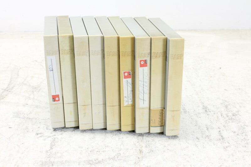 BASF Magnetophonband 1/4" reel tape 5¾" in plastic box USED (9 reels)