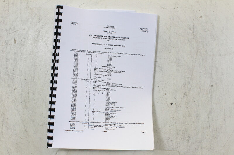 Technical Valve Committee CV Register of Electronic Valves