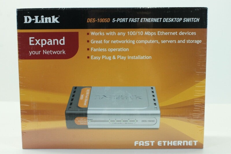 D-Link DES-1005D - 5-Port Fast Ethernet Desktop Switch NEW!