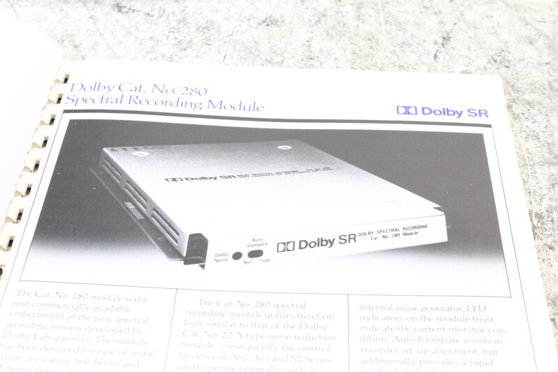 Dolby Dolby SR 280 Spectral Recording Module user information manual (No.1)