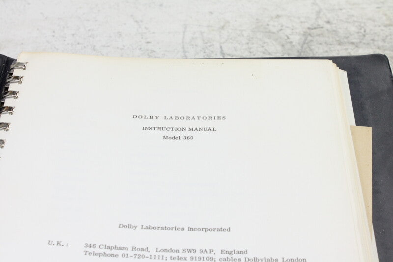 Dolby Model 360 instruction manual in binder (No.2)