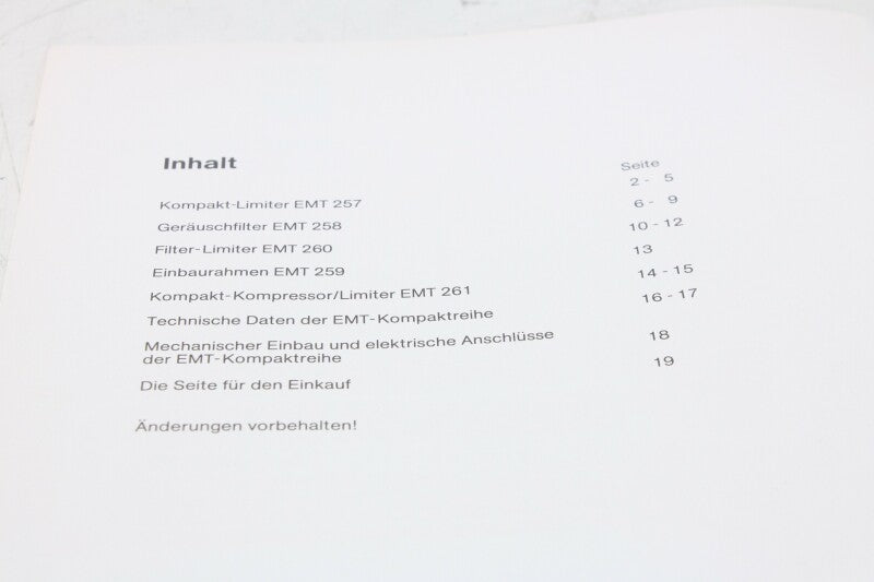 EMT 257,258,260,261 Technical Information