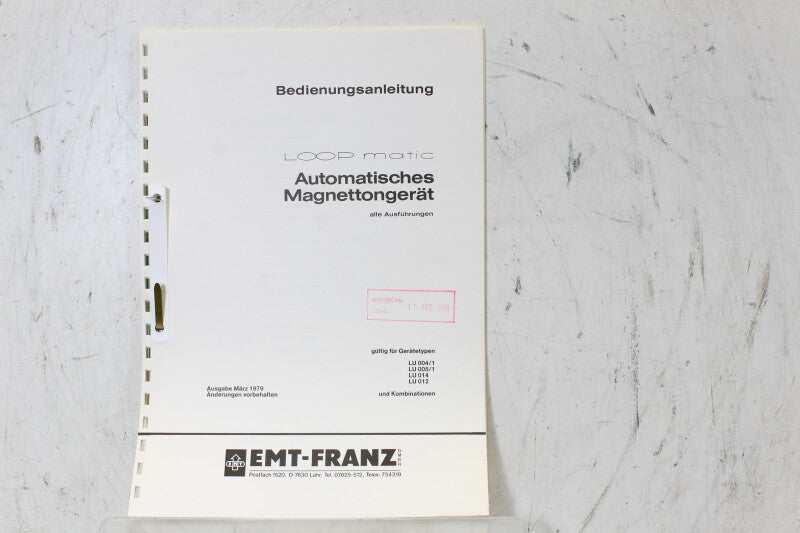 EMT Loop Matic Tape Recording Manual