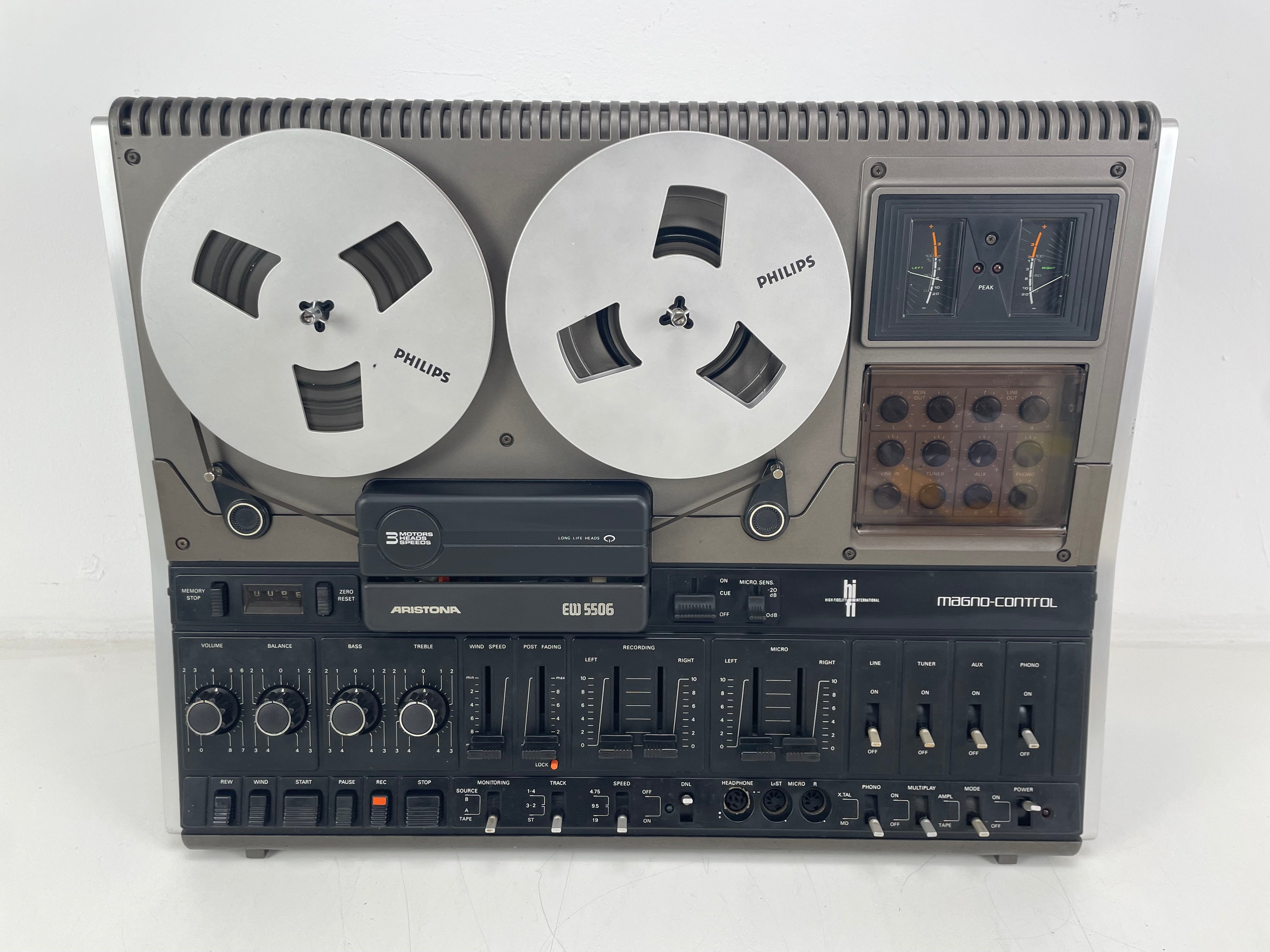 Aristona EW5506 (Philips N4506) - 3-Head Reel-to-Reel Recorder - Inc. Dust-Cover - New Belts