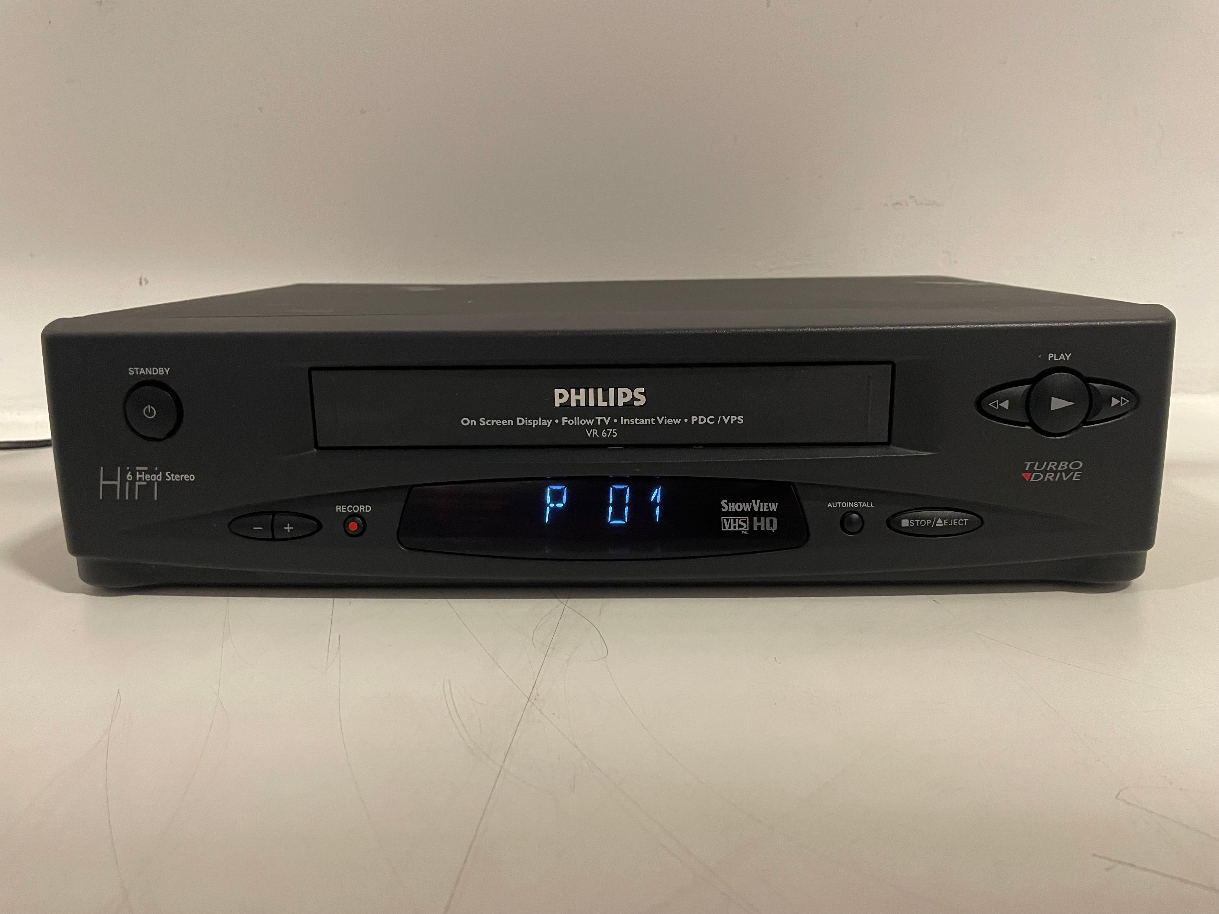 Philips - VR 675 - 6-Head - VHS (PAL) HQ - Video Cassette Recorder - Serviced