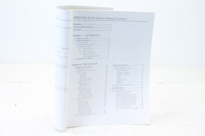 Kawai Spectra KC10 Owners Manual
