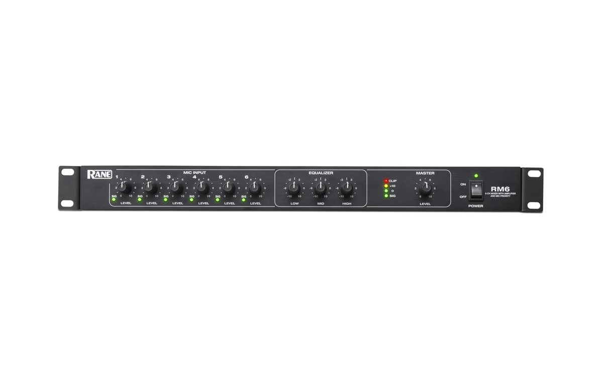 Rane RM6 6-kanaals mixer met 120W eindversterker met één kanaal