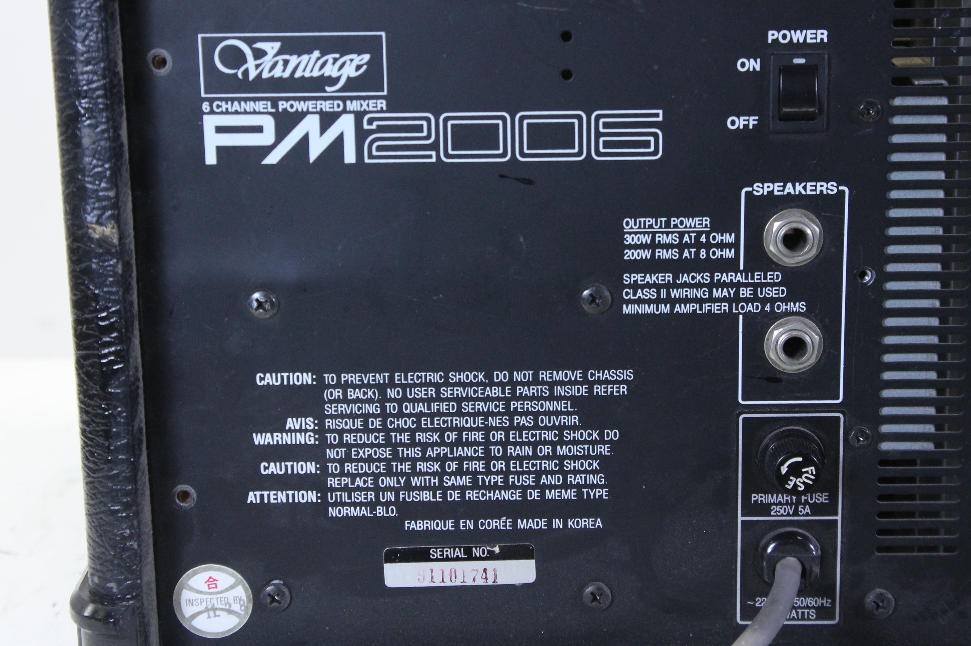 Vantage PM2006 6 Channel Powered Mixer Defect
