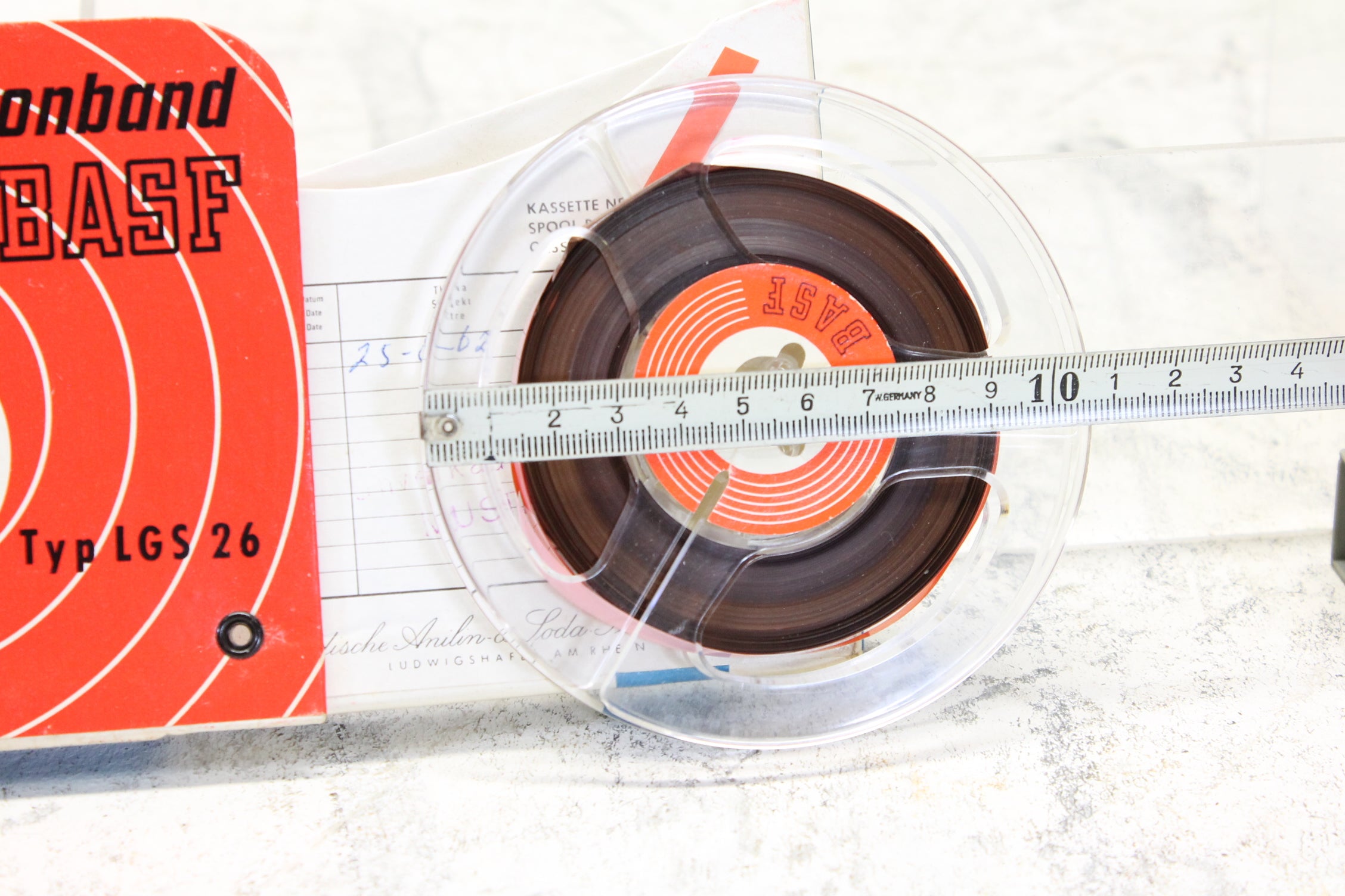BASF Magnetophonband 1/4" reel tape 4" in box LGS 26 USED