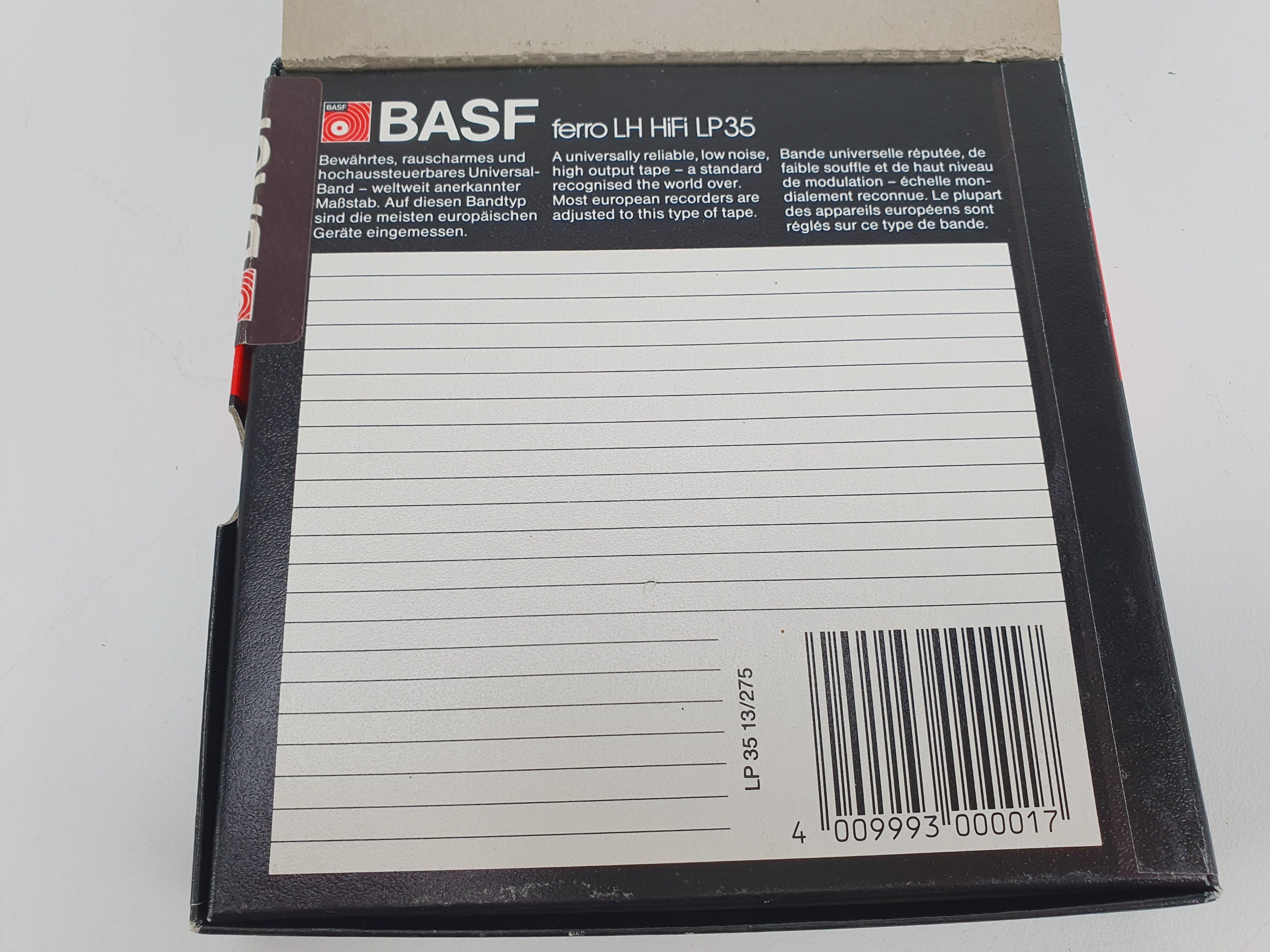 BASF LP35 ferro LH HIfi tape - 275m - 13CM plastic reel - NOS