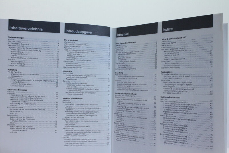Sony Digital Audio Tape Deck Instruction Manual Multilingual