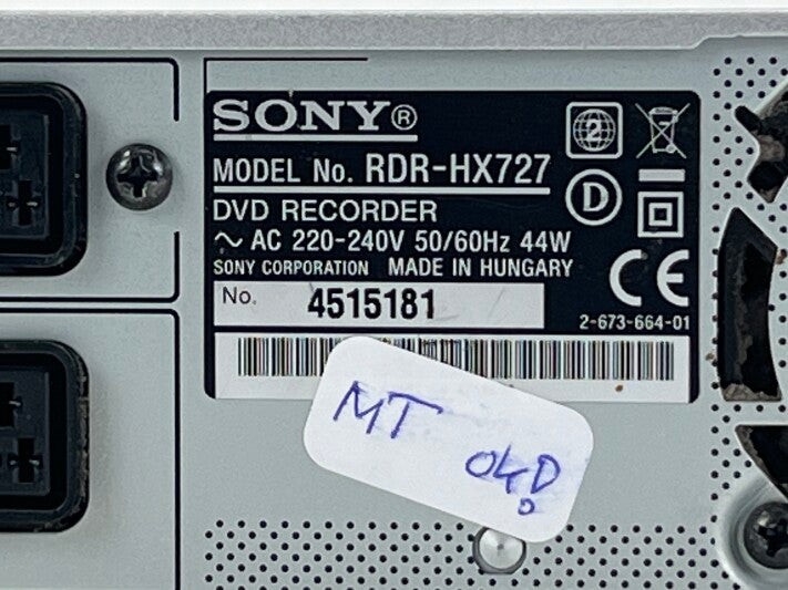 Sony RDR-HX727 - DVD Recorder