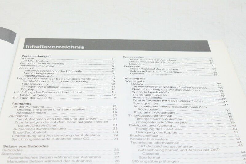 Sony Digital Audio Tape Deck Instruction manual