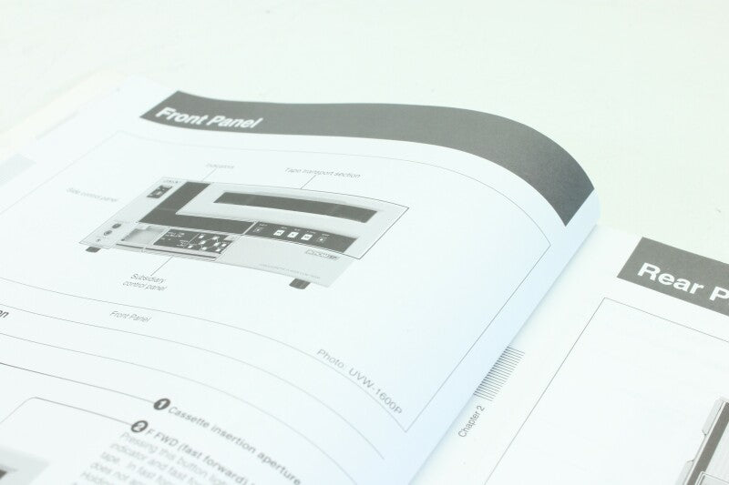 Sony UVW-1600/1600P Videocassette Player Operating Manual