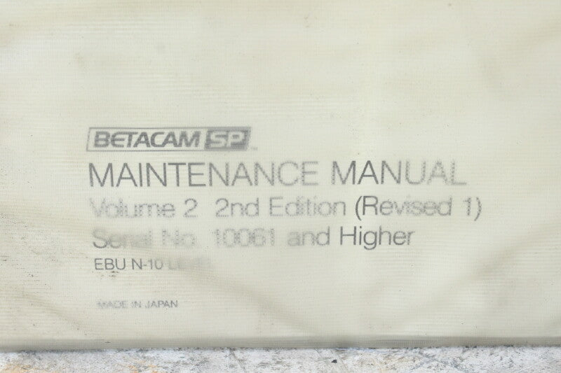 Sony Video Cassette Recorder BVW-70P Maintenance Manual