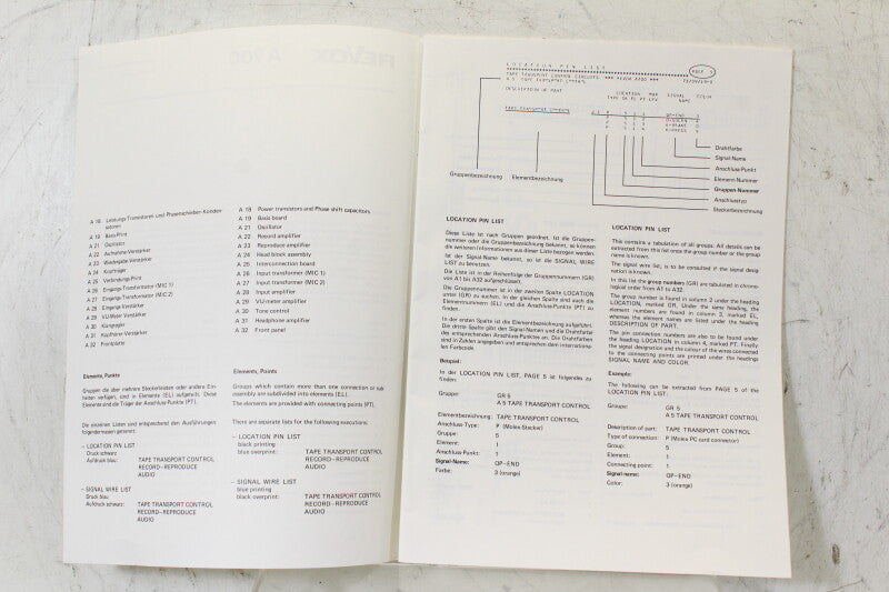 Studer Revox A700 Schematics and Wiring List