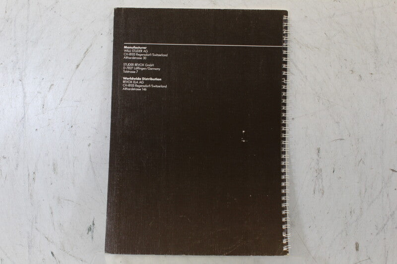Studer Revox B225 CD Player Operation Instructions