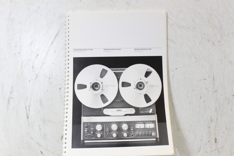 Studer Revox B77 MK2 Taperecorder Operating Manual