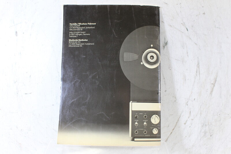 Studer Revox B77 Taperecorder Operating Manual