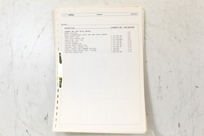 Studer Revox PR99 MK2 Schematics Book
