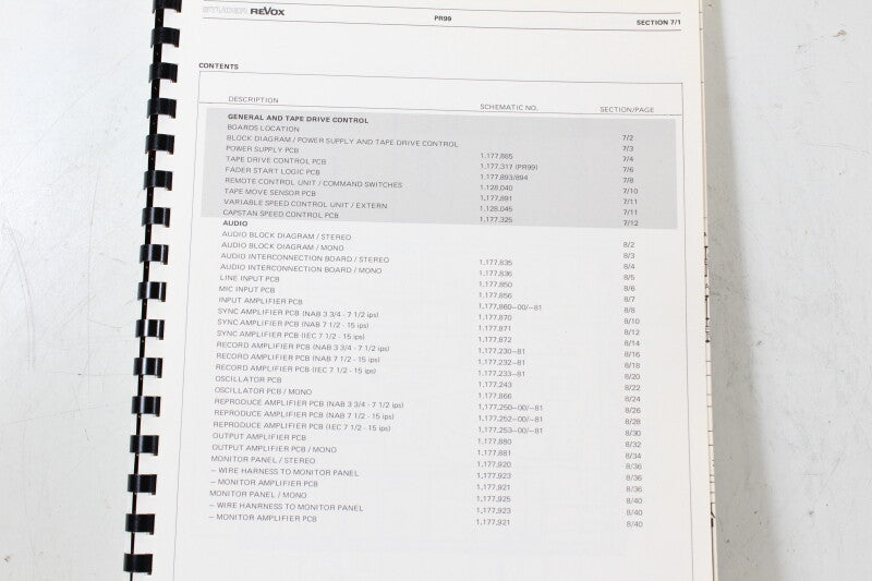 Studer Revox PR99 Set Of Schematics (No.3)