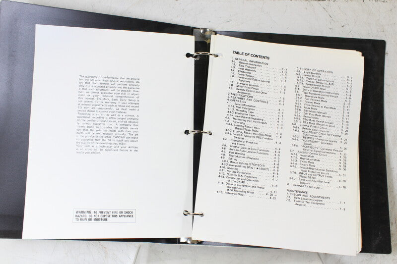 Tascam 58 Operation and Maintenance Manual