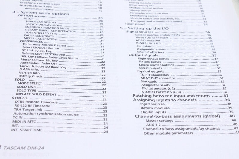 Tascam DM24 Digital Mixing Console manual