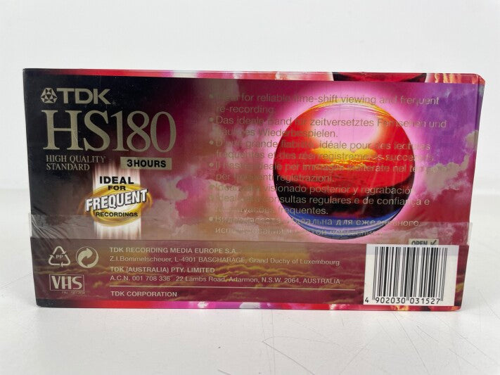 TDK E-180HS VHS Tape – High Standard – Factory Sealed – Mint Condition – 180 Min