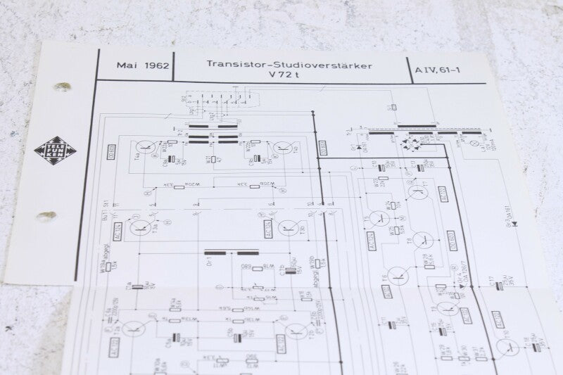 Telefunken Original V72t Transistor Verstarker Schematics No.2