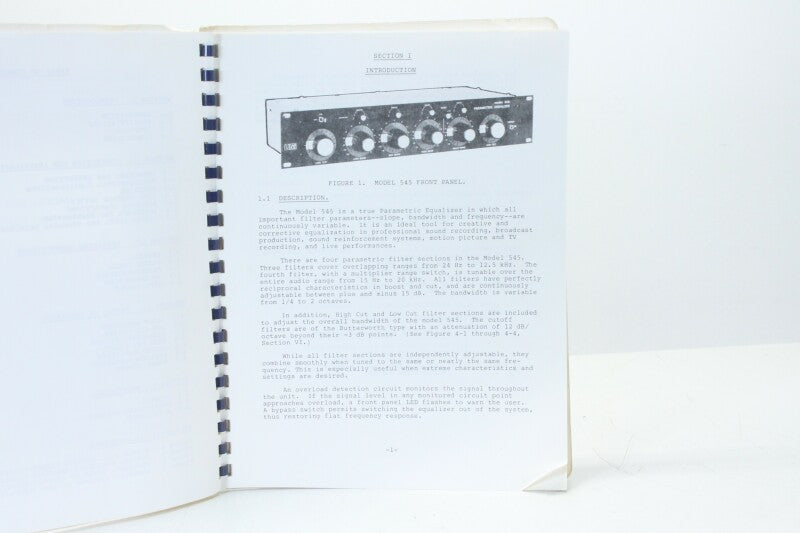 Urei 545 Parametric EQ operation manual