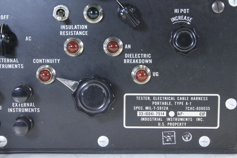Industrial Instruments Inc. US Army Tester, Electrical Cable Harness Portable Type A-1
