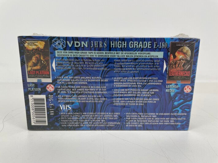 VDN VHS Tape HG E-180 – Factory Sealed – Mint Condition – with 2 Pre-Recorded Movies