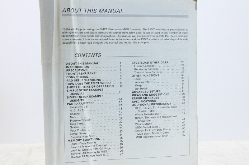 Yamaha PMC 1 Percussion Midi Converter Owner's Manual