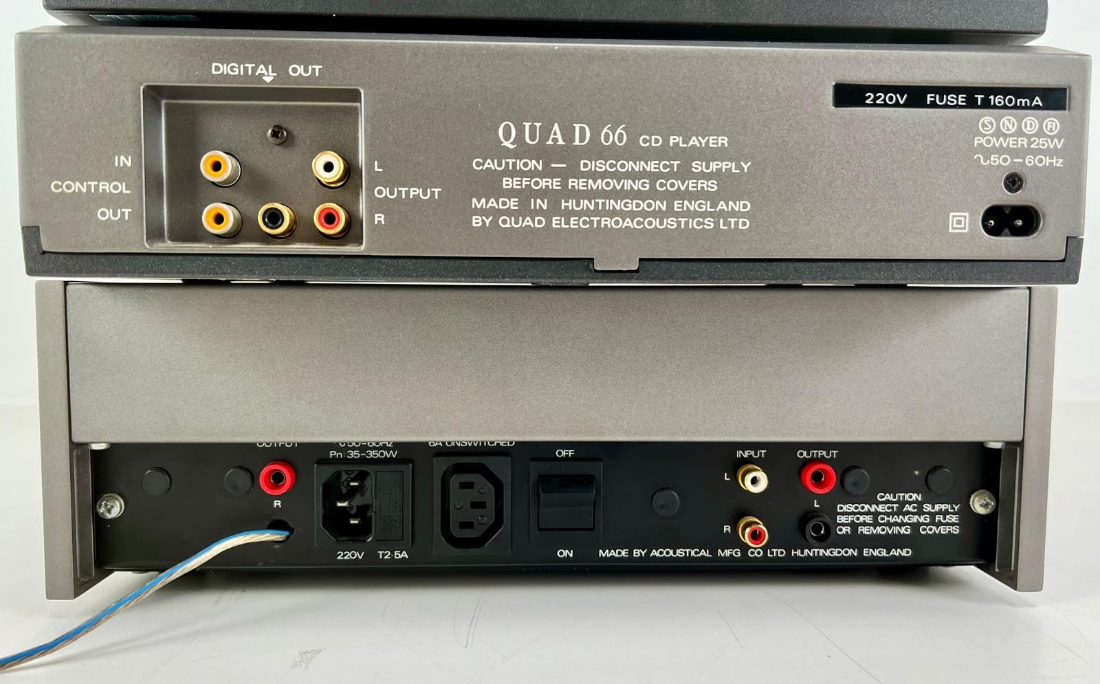 Quad 405-2 eindversterker + Quad 66 voorversterker + Quad 66 cd-speler set met afstandsbediening