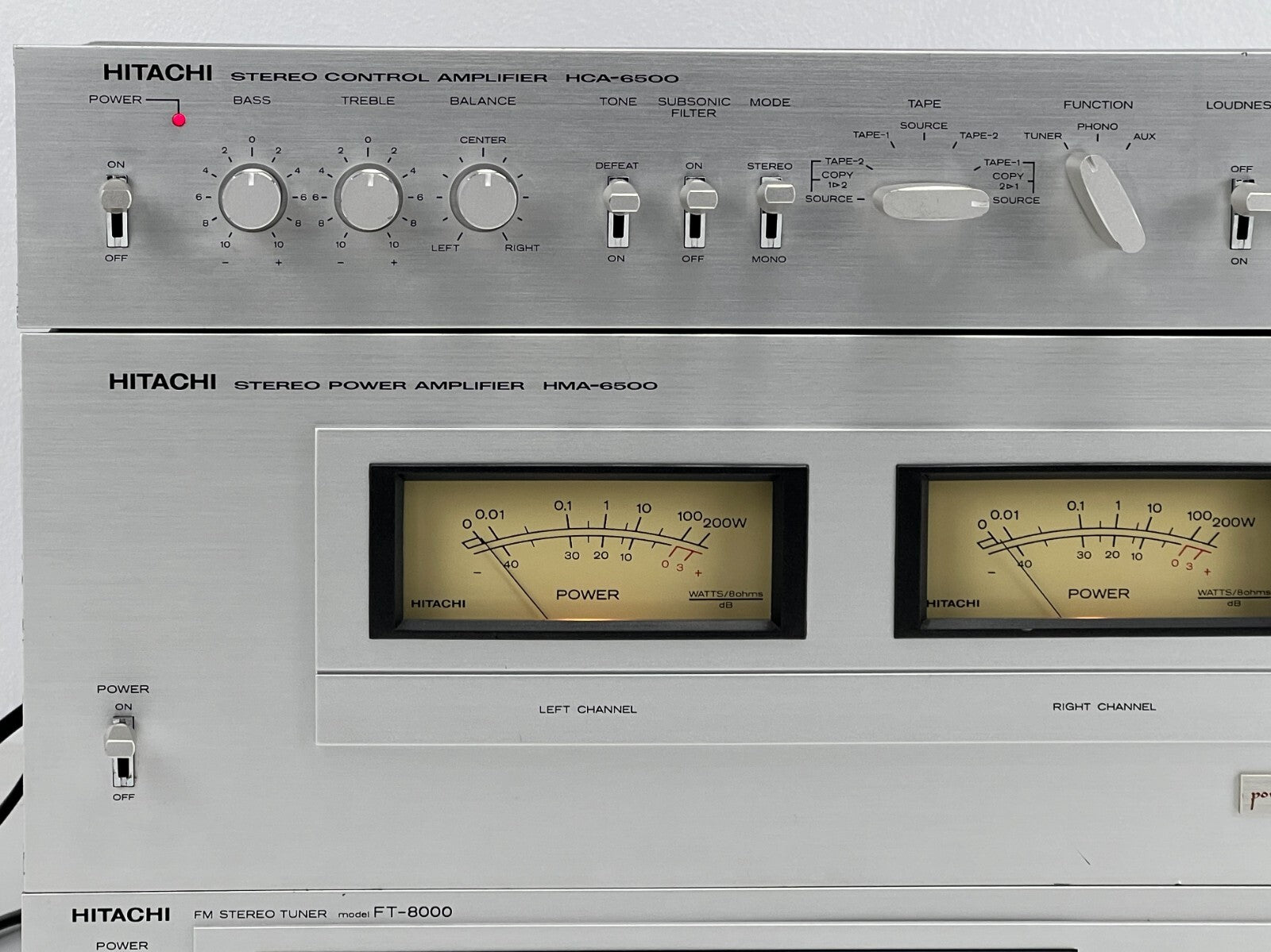 Hitachi HCA-6500 Pre Amplifier - HMA-6500 Power Amplifier - FT-8000 Tuner