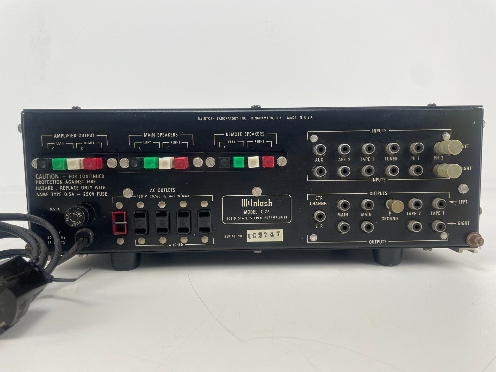 McIntosh C26 Stereo Preamplifier – Fully Serviced Recapped with Nichicons Manual