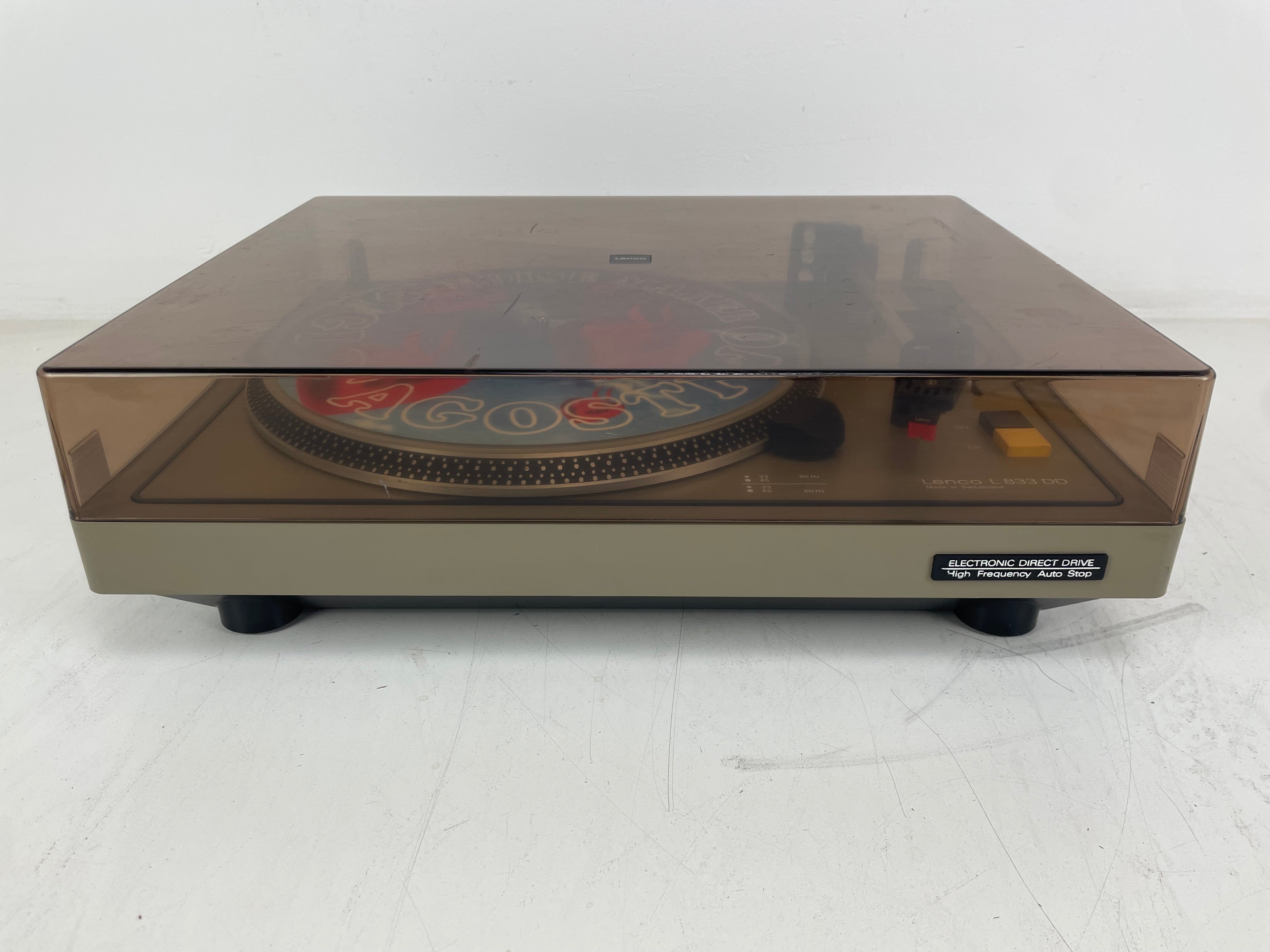 Lenco - L833D - Direct Drive Turntable - Lenco Stylus - Broken Dustcover/Strobe