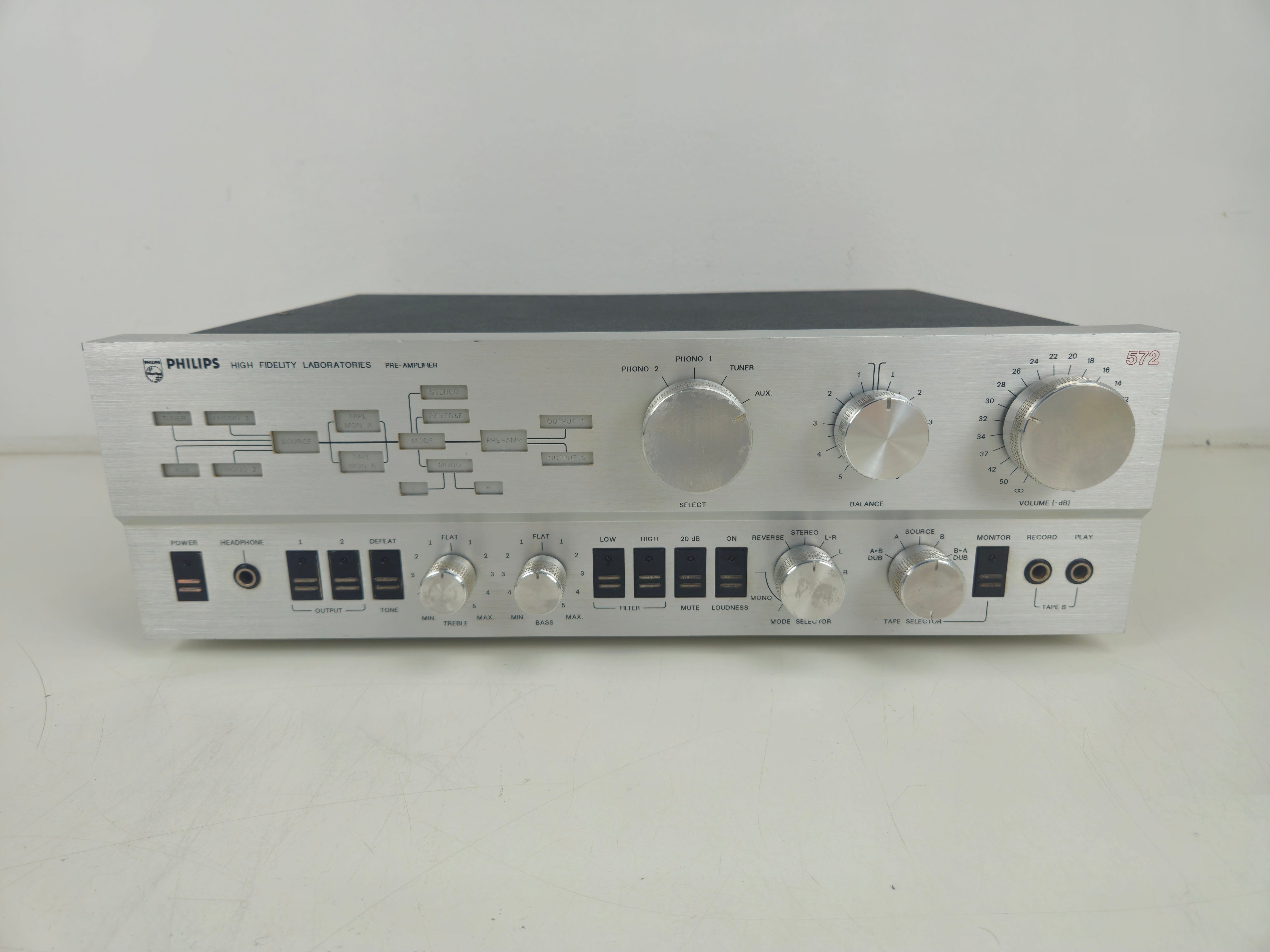 Philips - 572 - Full Function Pre-amplifier - Serviced/Recapped with Nichicons