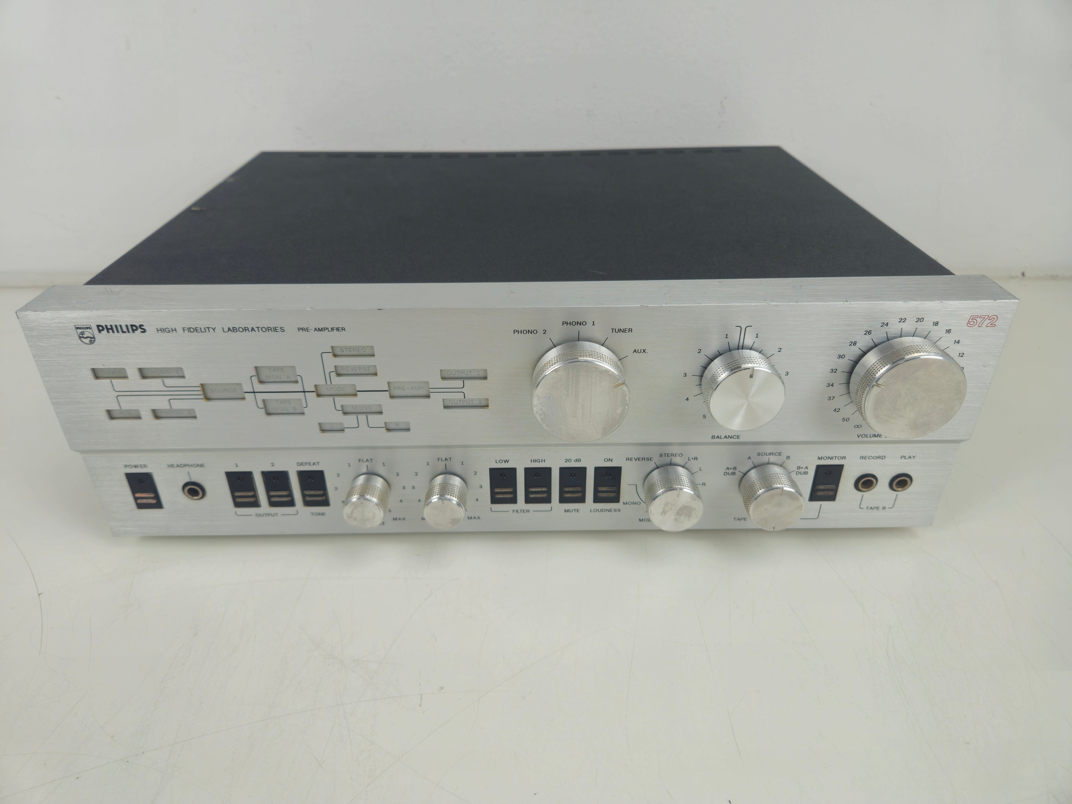 Philips - 572 - Full Function Pre-amplifier - Serviced/Recapped with Nichicons