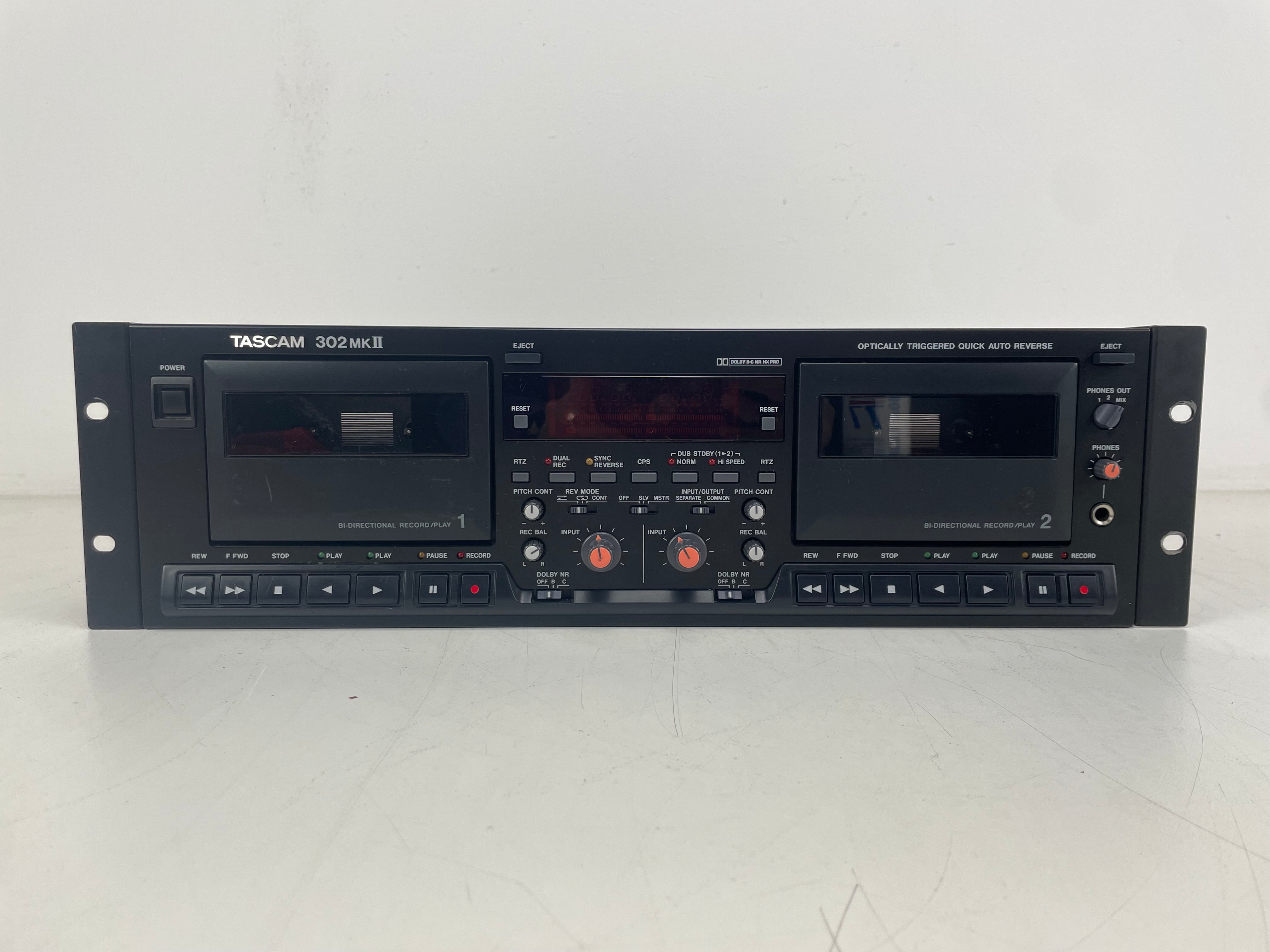 Tascam - 302 MK2 - Double Cassette Deck - 2-Head - Serviced (New Belts) - 19" Rack