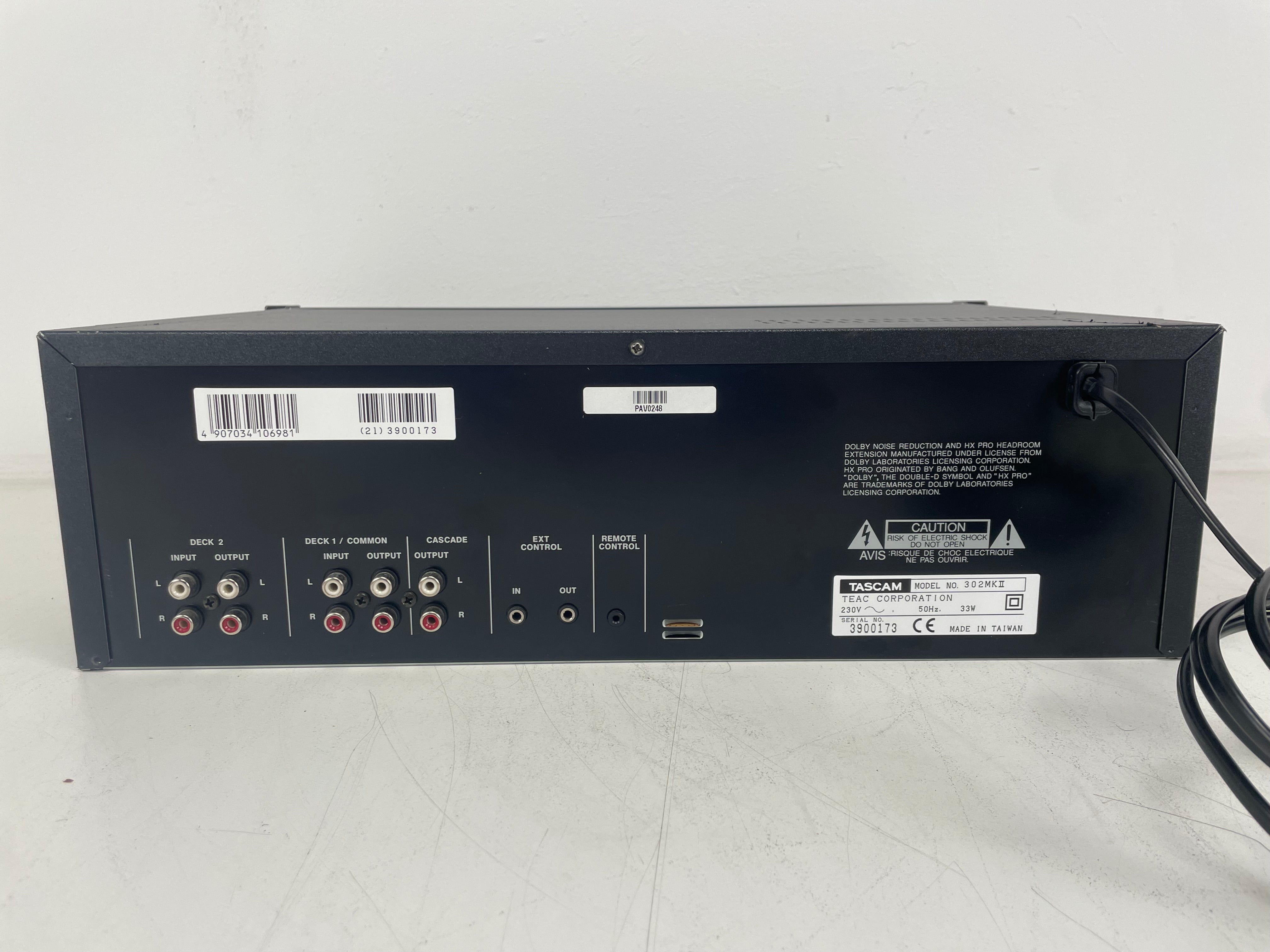 Tascam - 302 MK2 - Double Cassette Deck - 2-Head - Serviced (New Belts) - 19" Rack
