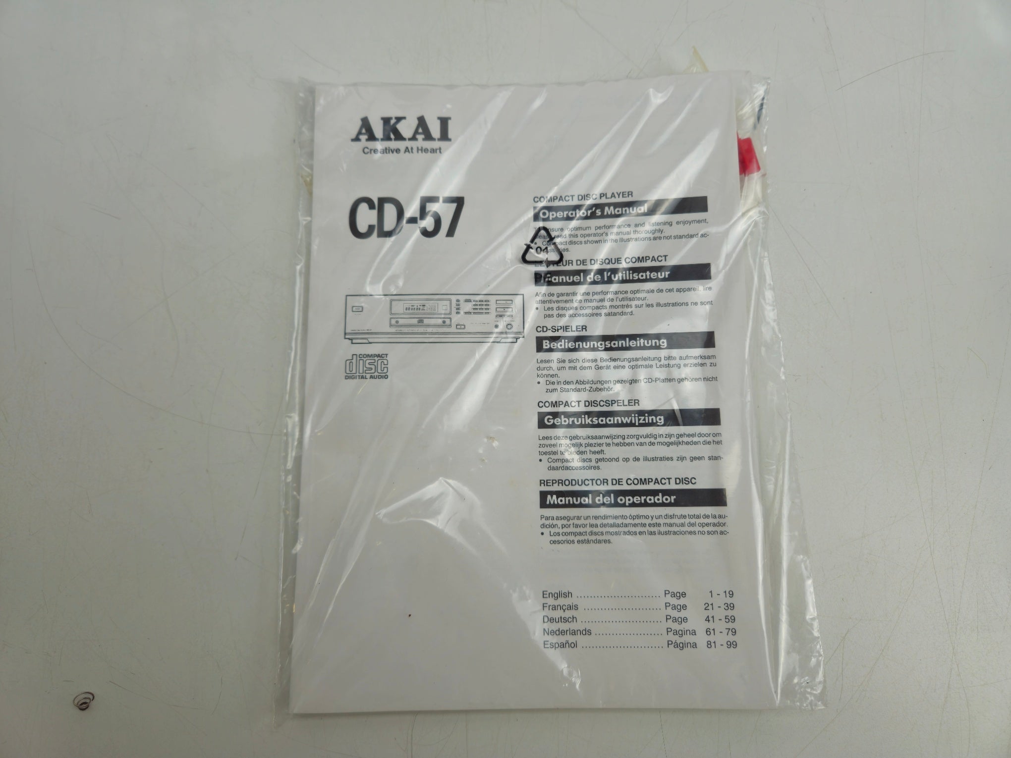 Akai - CD-57B - Compact Disc Player - Inc. Manual/Original Box/Remote - As New