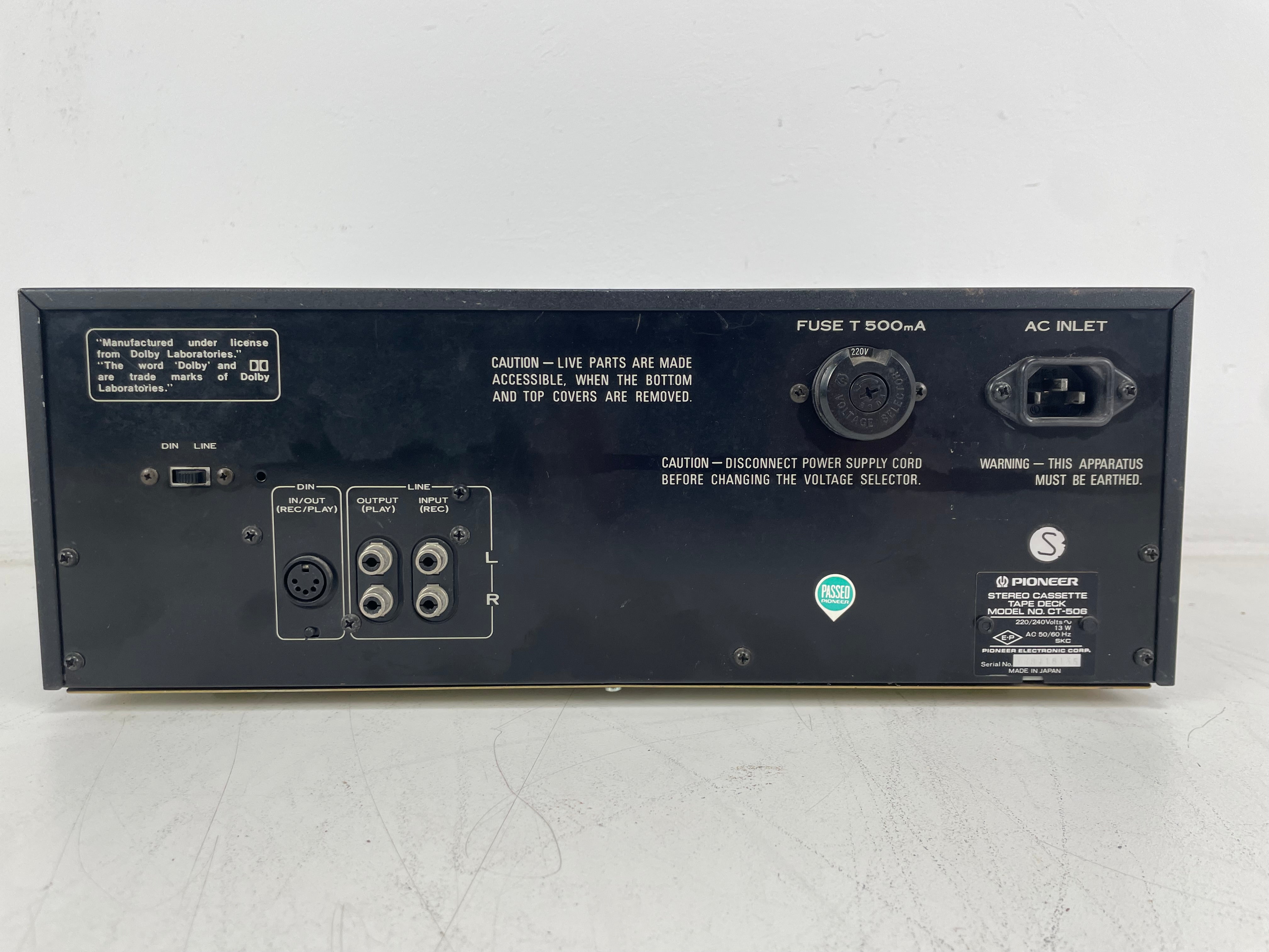 Pioneer - CT-506 - Stereo Cassette Deck - 2-Head - Serviced (Repaired/New Belts)