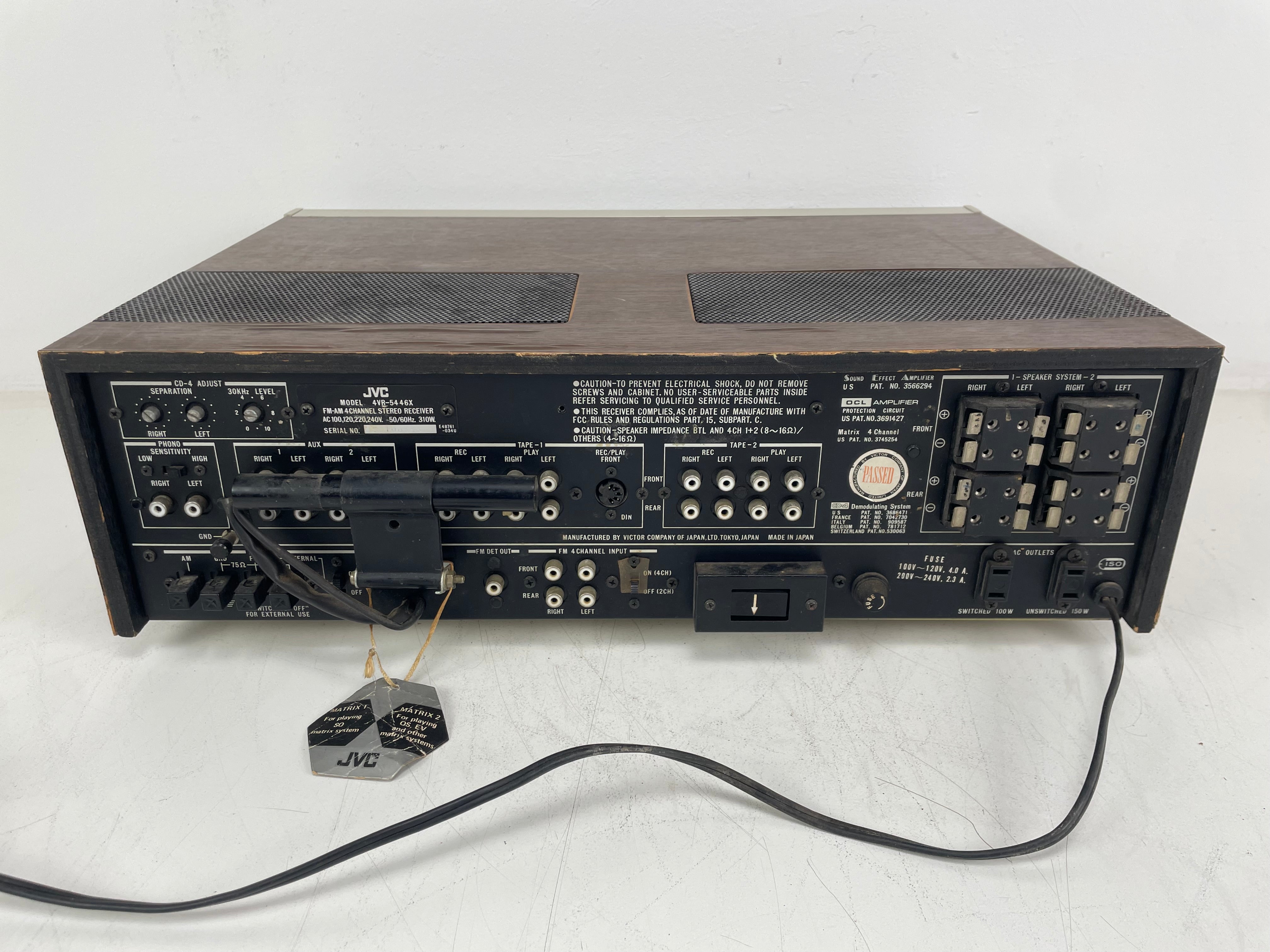 JVC - 4VR-54 4 6X - CD-4 Quadraphonic - 4 Channel Stereo Receiver - Serviced (Repaired)